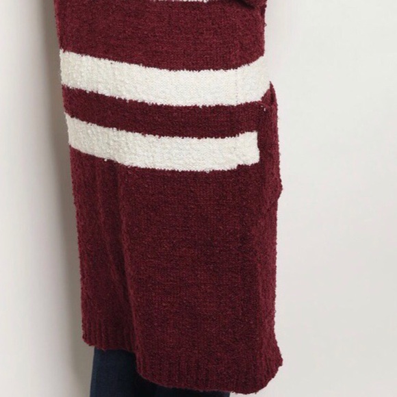 Burgundy Striped Cardigan - Picture 6 of 8